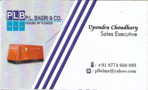 PL Bagri & Co Visiting Card