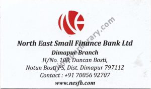 North East Small Finance Bank business card Back